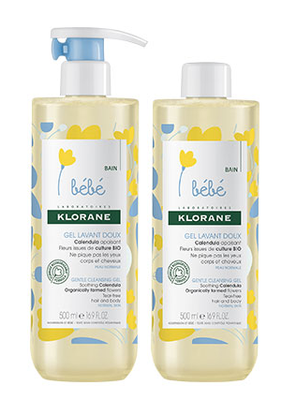 Image KLORANE BB GEL LAV DOUX 500MLX2 - Gel lavant au calendula bio. - fl 500 ml