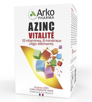 Image AZINC VITALITÉ ADULTE - Gélule, complément alimentaire, 12 vitamines, 8 minéraux et oligoéléments. - bt 60