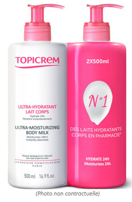 Image TOPICREM ULTRA HYDRATANT LAIT CORP 500MLX2